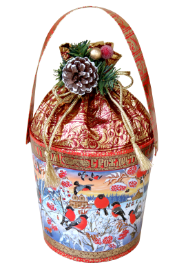 ВЕДЕРКО СНЕГИРИ С ШИШКОЙ (1200г) (63)