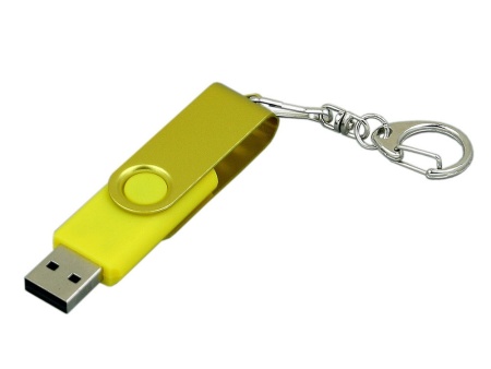 USB 2.0- флешка промо на 64 Гб с поворотным механизмом и однотонным металлическим клипом