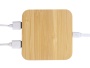 USB-хаб с беспроводной зарядкой из бамбука Plato, 5 Вт