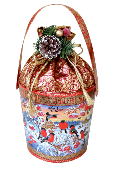 ВЕДЕРКО СНЕГИРИ С ШИШКОЙ (1200г) (63)